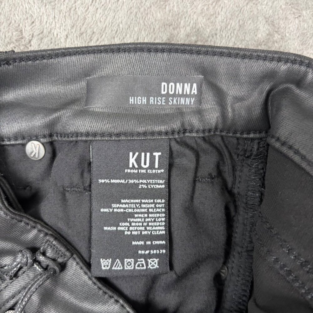 KUT From The Kloth Donna Skinny Jeans Women's 0 Black High Rise Waxed Y2K Grunge - Picture 8 of 8